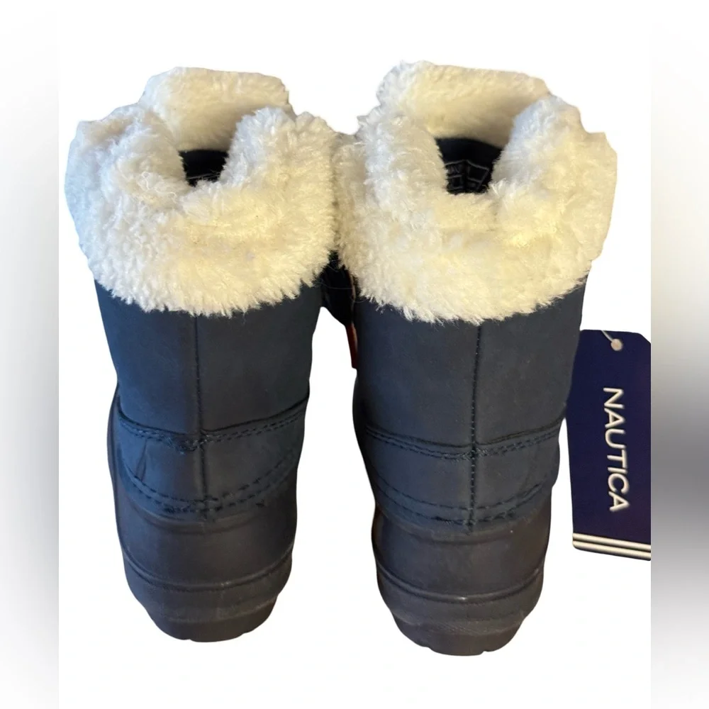 Nautica NWT Sz 6 Toddler Boys Dark Blue Boots Soft White Lining Lace Up (SH026)